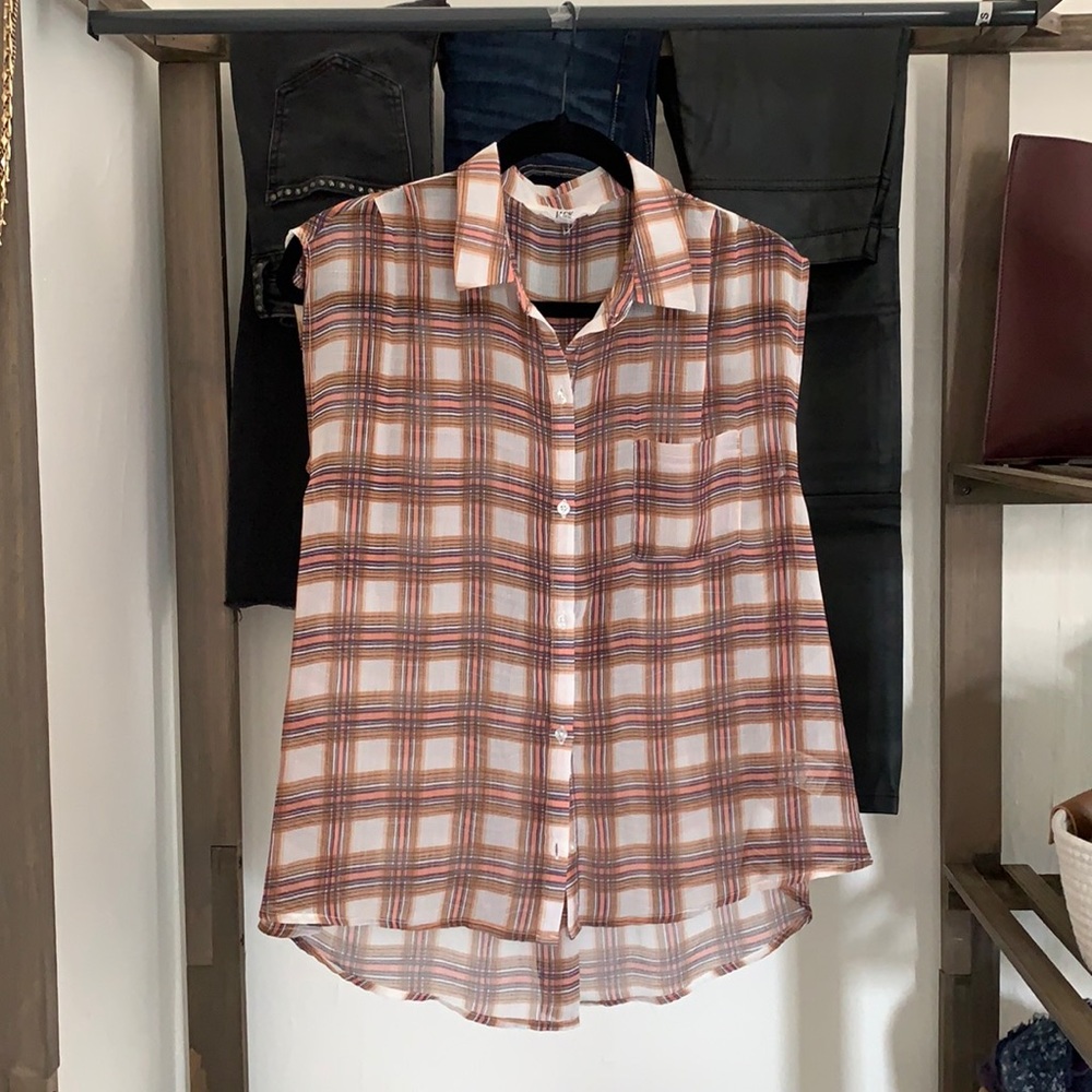 Sheer Plaid Swingy Crop Top